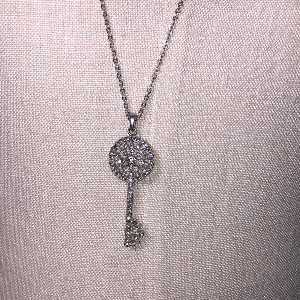 Park Lane Silver and Crystal Key Necklace